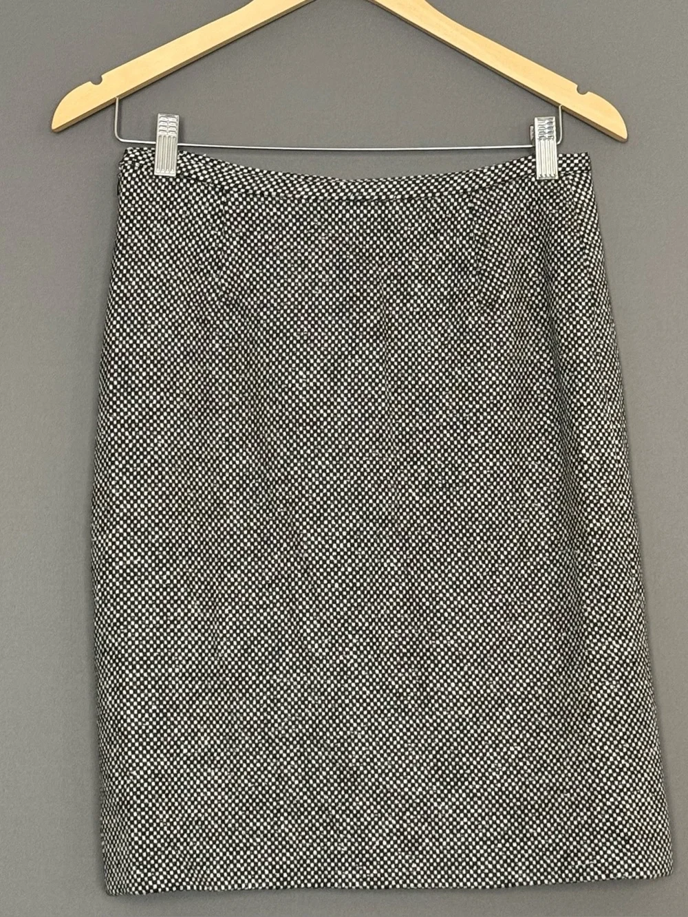 vtg Y2K Michael Kors Collection Tweed Wool Pencil Skirt Black Ivory 8 Medium